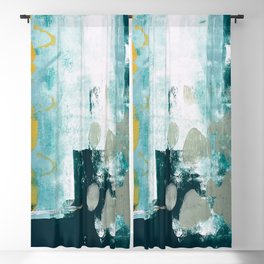 023.2: a vibrant abstract design in teal green and yellow by Alyssa Hamilton Art  Blackout Curtain