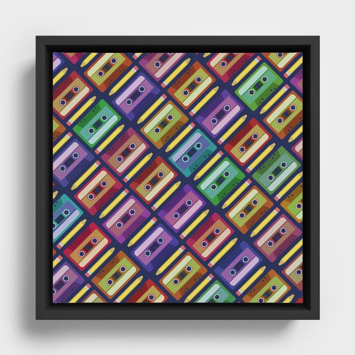 90s pattern Framed Canvas