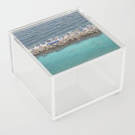 Italian Shades of Blue | Ocean Beach Club In Sorrento, Italy Art Print | Amalfi Coast Travel Photography Acrylic Box