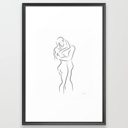 Man and woman - embrace line drawing. Sensual couple wall art. Framed Art Print | Couple, Linedrawing, Manandwoman, Nude, Sensual, Drawing, Wallart, Thinline, Lovers, Sexy 