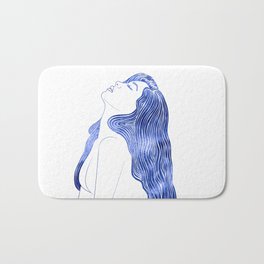 Nereid XXIII Bath Mat | Wave, Sea, Water, Selkie, Nymph, Blue, Painting, Watercolor, Eros, River 