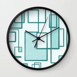 Piet Composition in Light Teal Blue - Mid-Century Modern Minimalist Geometric Abstract Wall Clock