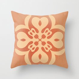 Anthurium Hawaiian quilt pattern soft boho colors Throw Pillow
