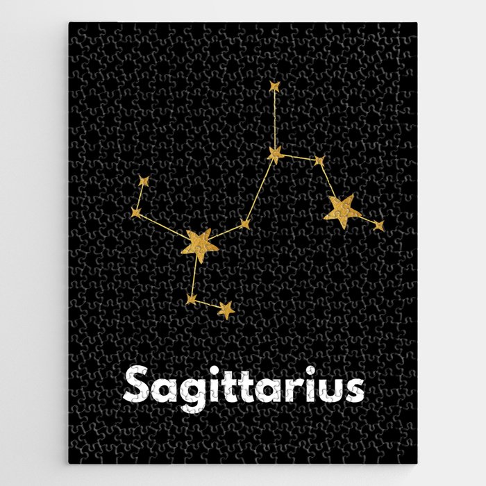 Sagittarius, Sagittarius Zodiac, Black Jigsaw Puzzle