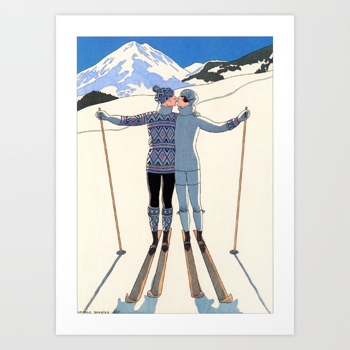George Barbier Ski Companions c1932 Art Print