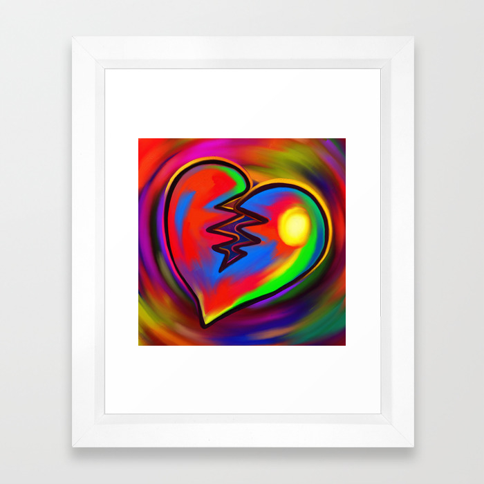 Broken Heart Vibrant Painting Framed Art Print By Prawny Society6