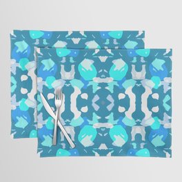 Blue and Green Blobs Repeat Abstract Design Placemat