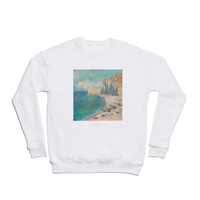 Étretat, The Beach and the Falaise d'Amont by Claude Monet Crewneck Sweatshirt