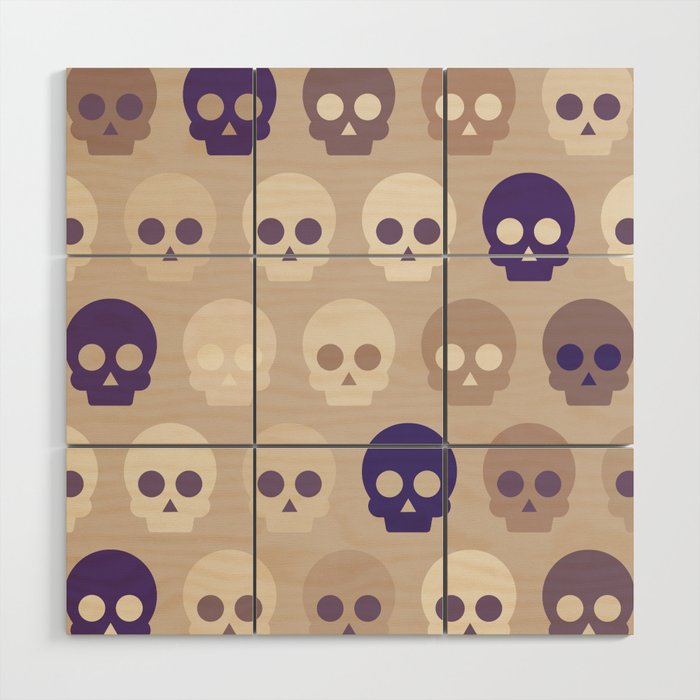 Colorful Cute Skull Pattern Wood Wall Art