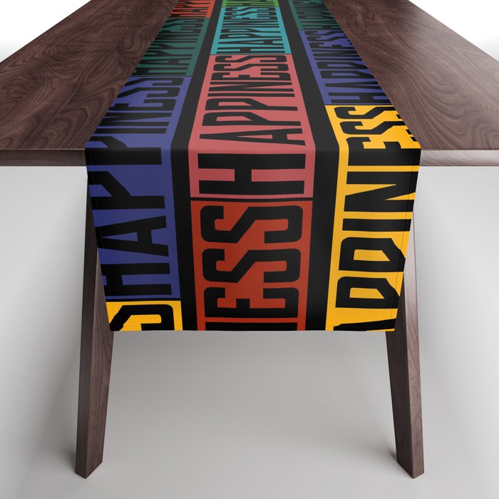 Happiness Colorful dark Table Runner