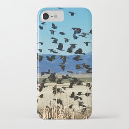 Red Winged Black Bird Flock iPhone Case