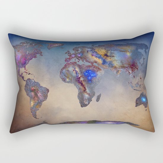 Stars world map. Blue Rectangular Pillow