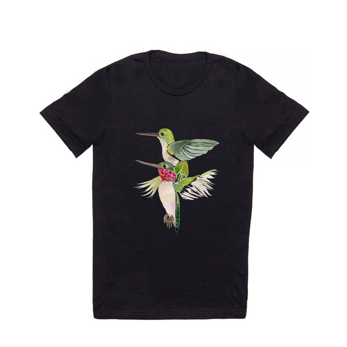Hummigbird Pair - Watercolor Hummingbirds Bird Print T Shirt