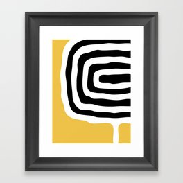 Mid Century Modern Atomic Rings 222 Yellow and Black Framed Art Print