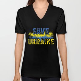 Save Ukraine Ukrainian colors V Neck T Shirt