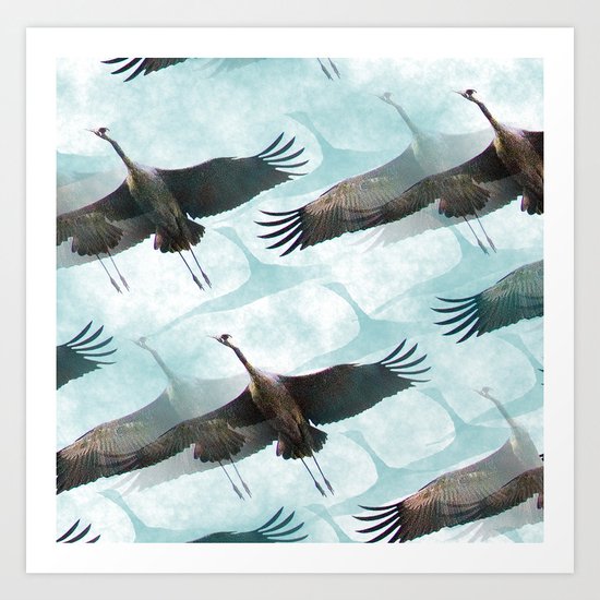 Abstract Whooping Cranes Art Print