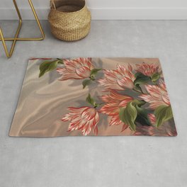"Coral flowers on white silk" (Air Spring) Area & Throw Rug