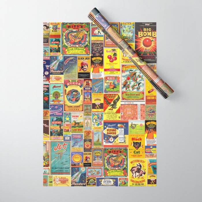 Vintage Fireworks & Firecracker Graphic pattern Wrapping Paper