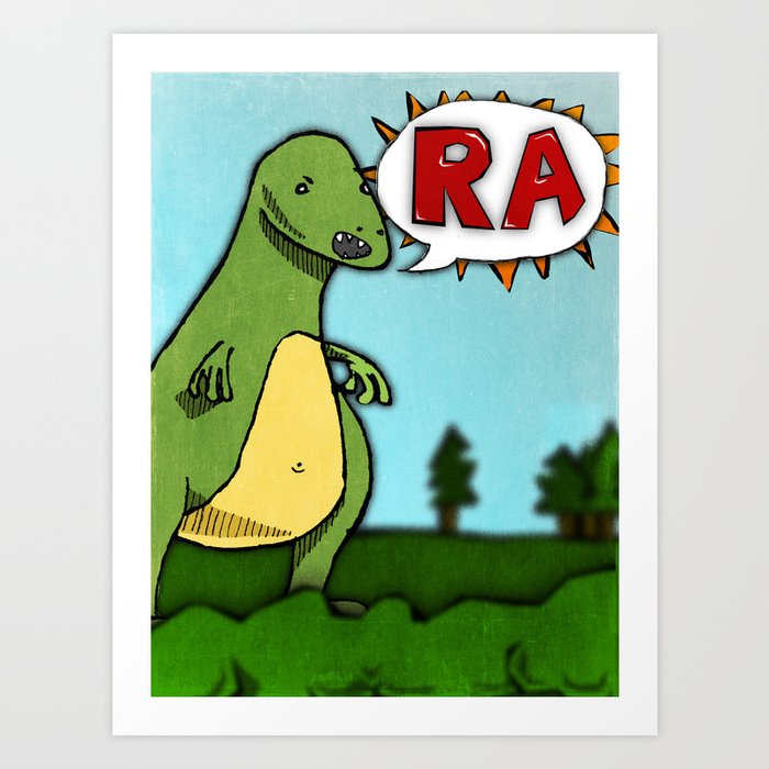 mean-mean-dino-roar-art-print-by-aaron-lockwood-society6