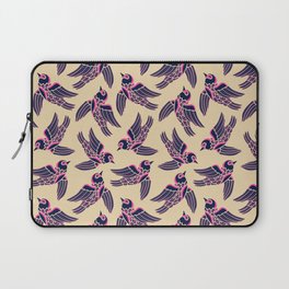 BIRDS FLYING HIGHER in DARK BLUE AND PINK ON SAND Laptop Sleeve