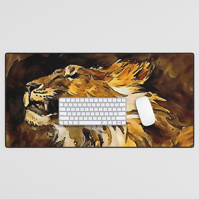 Portrait Of A Lion Acrylic Painting Desk Mat