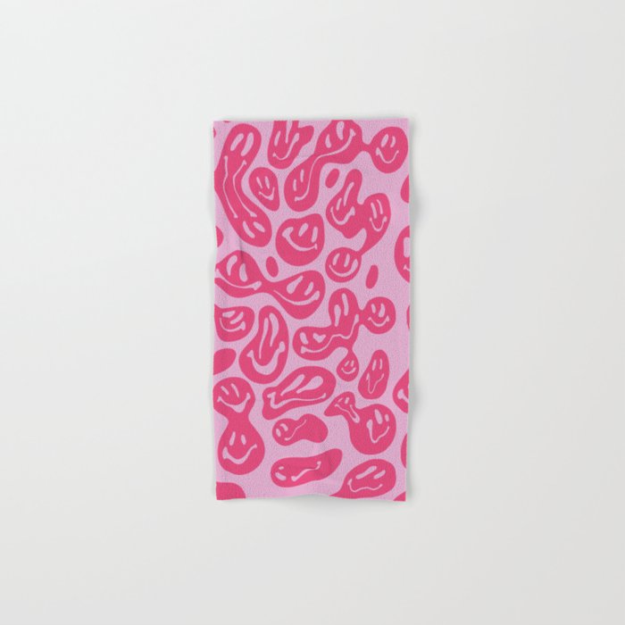 Hot Pink Dripping Smiley Hand & Bath Towel
