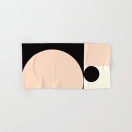 Modern Minimalist Geometric Solid Shapes : Peach Cream and Black Solid Shapes Abstract Art Hand & Bath Towel