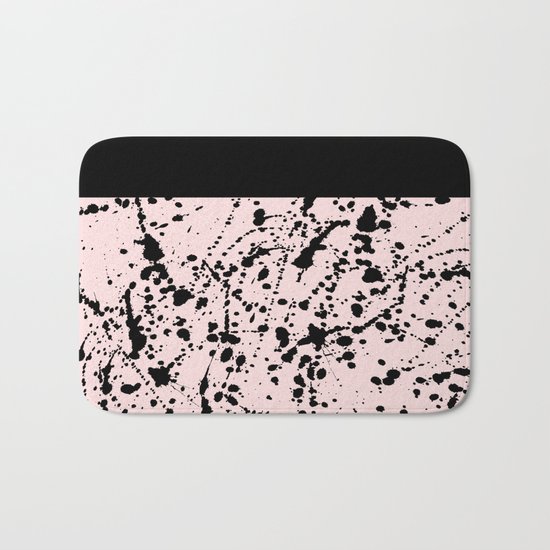 Splat Black on Blush Boarder Bath Mat