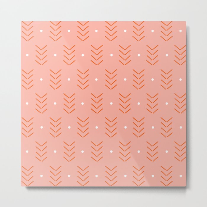 Arrow Lines Geometric Pattern 16 in pink orange Metal Print