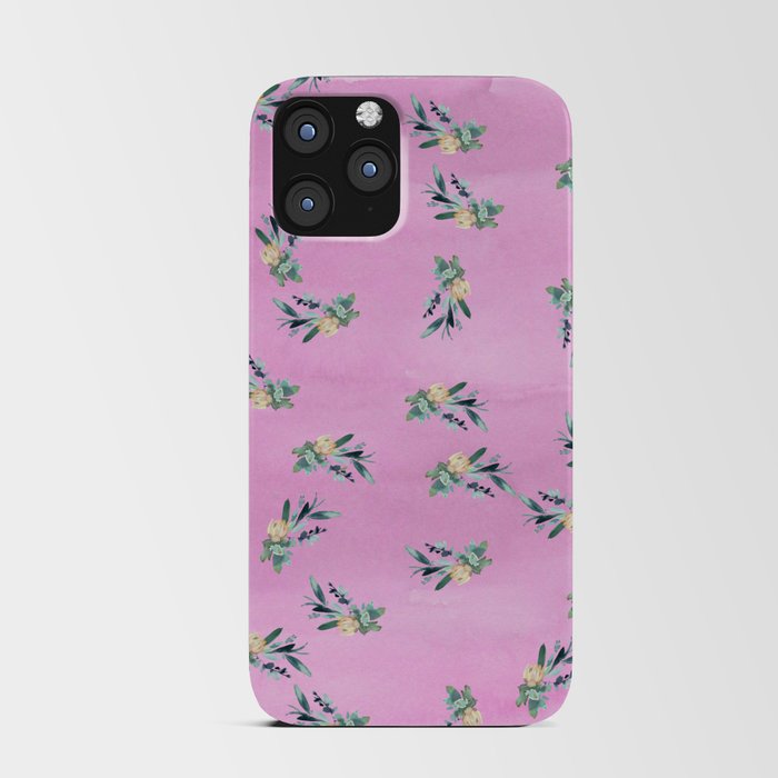 Watercolor pink yellow green cactus flowers iPhone Card Case