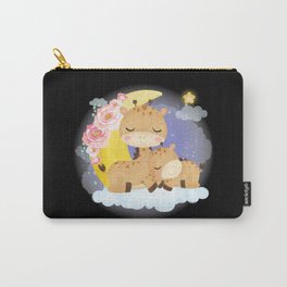 Cute giraffe family on a cloud with a half moon Carry-All Pouch