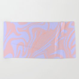 Periwinkle Blue And Blush Rose Pink Liquid Marble Abstract Pattern Beach Towel