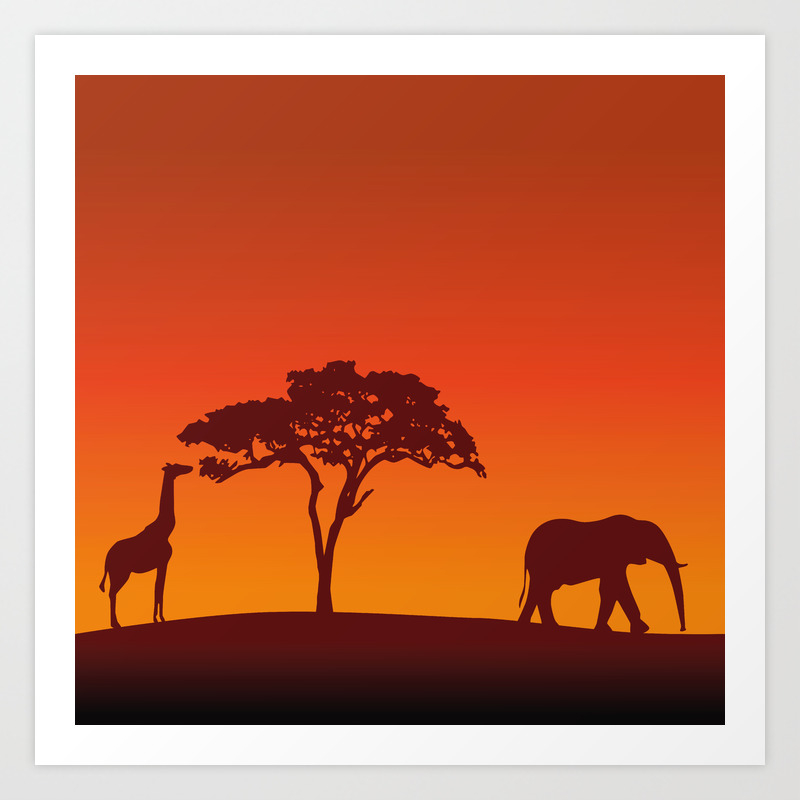 African Safari Silhouette Art Print by Soraya Shan | Society6