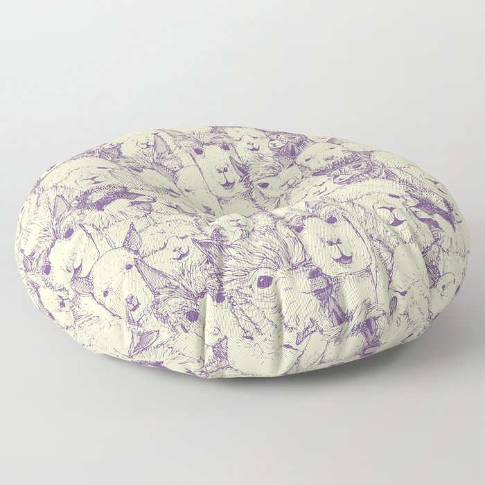 just alpacas purple cream Floor Pillow