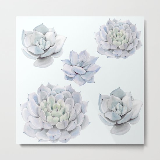 Blue Succulents Metal Print