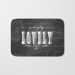 lovely Bath Mat | Graphicdesign, Simplylovely, Inourgardentoo, Typography, Frenchpostcard, Stamps, Charcoal, Chalkboardgray, Digital, Black and White 
