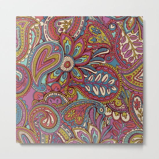 Valentines Paisley Metal Print