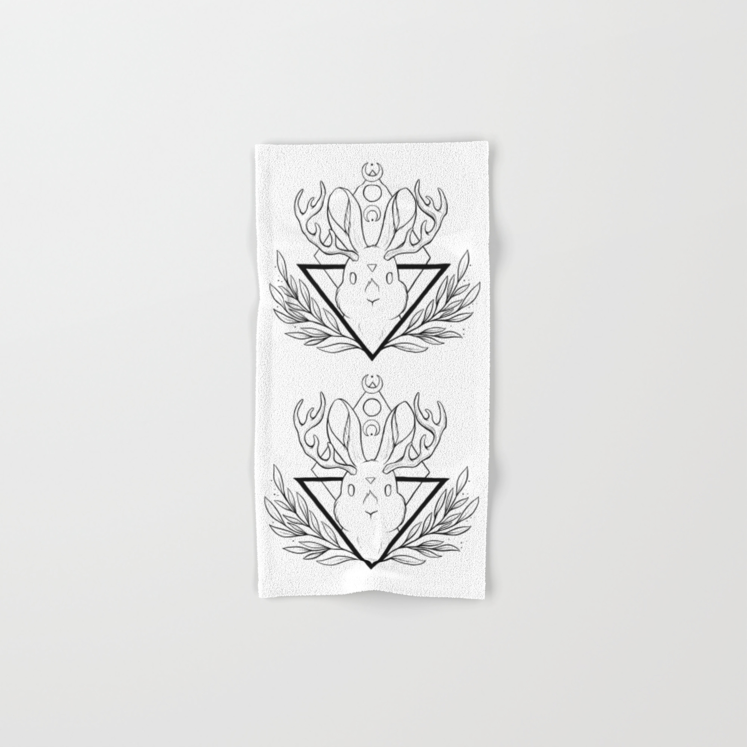 Lunar Rabbit Jackalope Black Hand Bath Towel By Nikury
