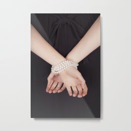Tied with pearls Metal Print | Female, Tied, Abuse, Handcuffs, Sensuality, Pearl, People, Erotic, Love, Digital 
