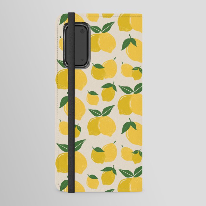 Les Citrons | 01 - Retro Lemon Print Abstract Lemons Android Wallet Case