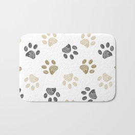 Doodle grey and gold paw print seamless fabric design repeated pattern background Bath Mat | Gold, Wildlife, Bear, Paw Print, Dog Mom, Painting, Toe, Dog Dad, Doodle, Animal 