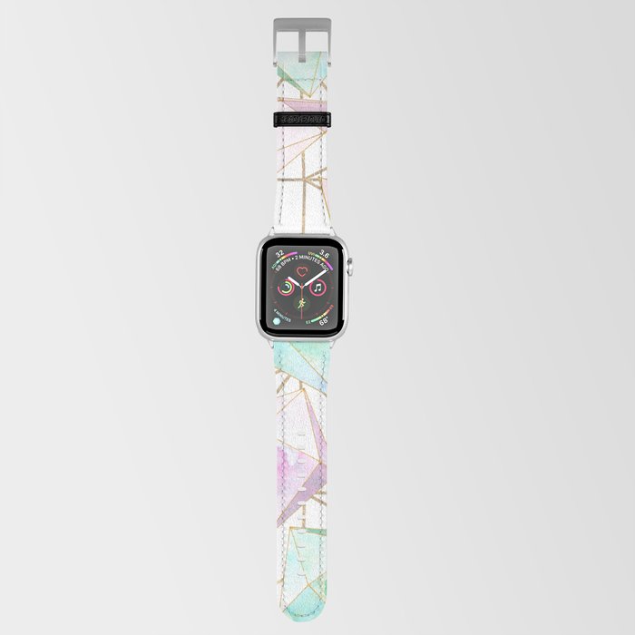 Geometric pink teal gold lavender watercolor shapes Apple Watch Band
