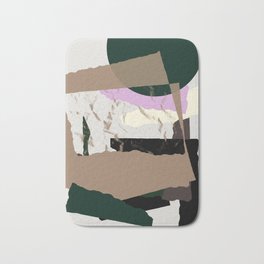 Abstract Collage Green, Beige, Violet, Black Bath Mat