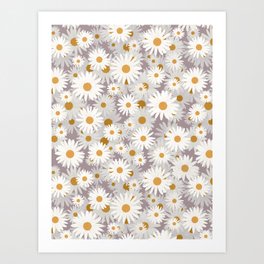 Purple chamomile pattern Art Print