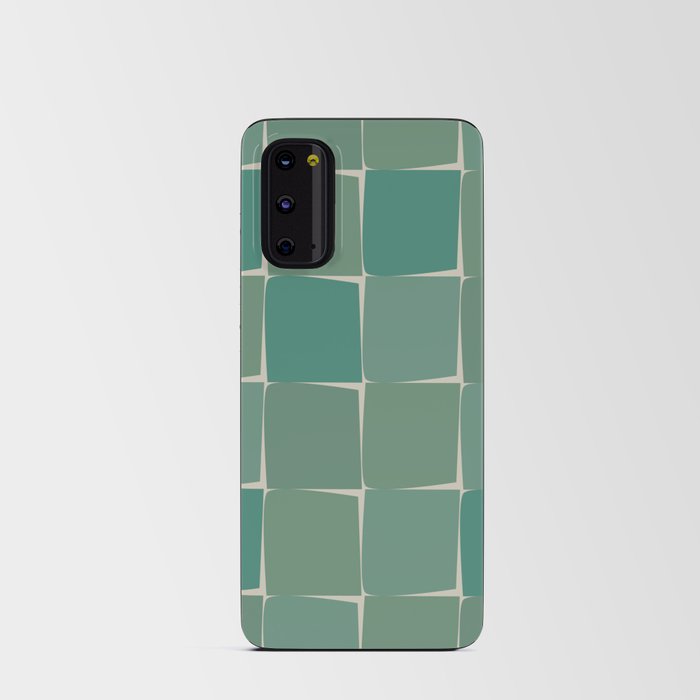 Flux Midcentury Modern Check Grid Pattern in Jade Green Android Card Case