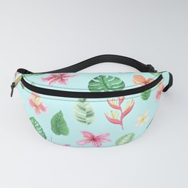 Tropical animals and flowers Motif 1 blue (Oyster Bay)  Fanny Pack