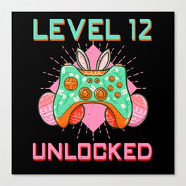 12 Year Old Level Unlock Gamer Game Easter Sunday Canvas Print