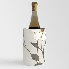 White Modern Flowers Painting Wine Chiller
