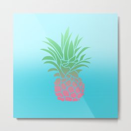 Pineapple Perfection on Black Dotted Background by MarcyBrennanArt Metal Print