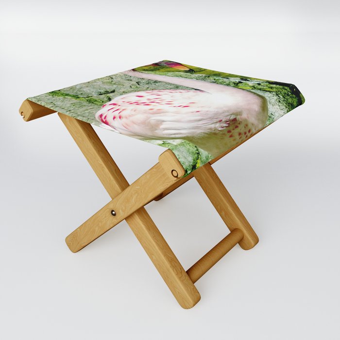 Flamingo at Rave Party Folding Stool